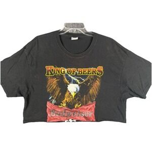 Budweiser King Of Beers Logo Cropped Graphic T-shirt Men L Black Short Sleeve